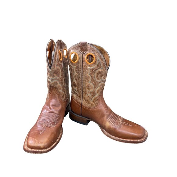 Resistol Ranch Mens Brown Leather Western Mid Calf Boots Size 10EE SKU 9077 - Picture 1 of 12